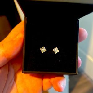 CZ earrings cushion square style